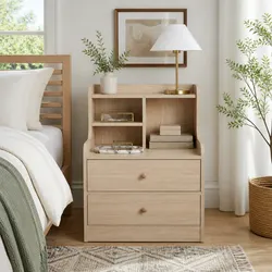 Stylish Wooden Nightstand with Practical Storage Solutions