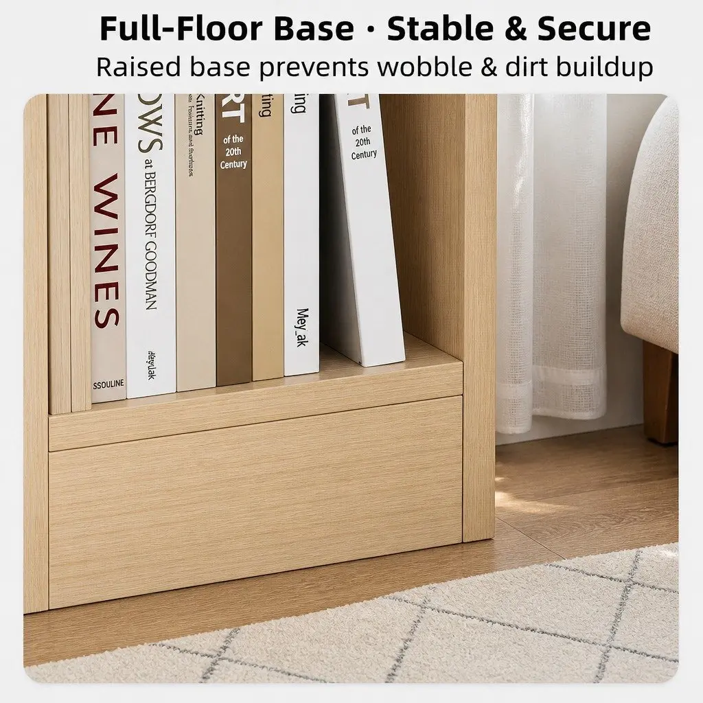 Bedside Table Light Wood 67cm Scandinavian 2 Drawers Open Storage