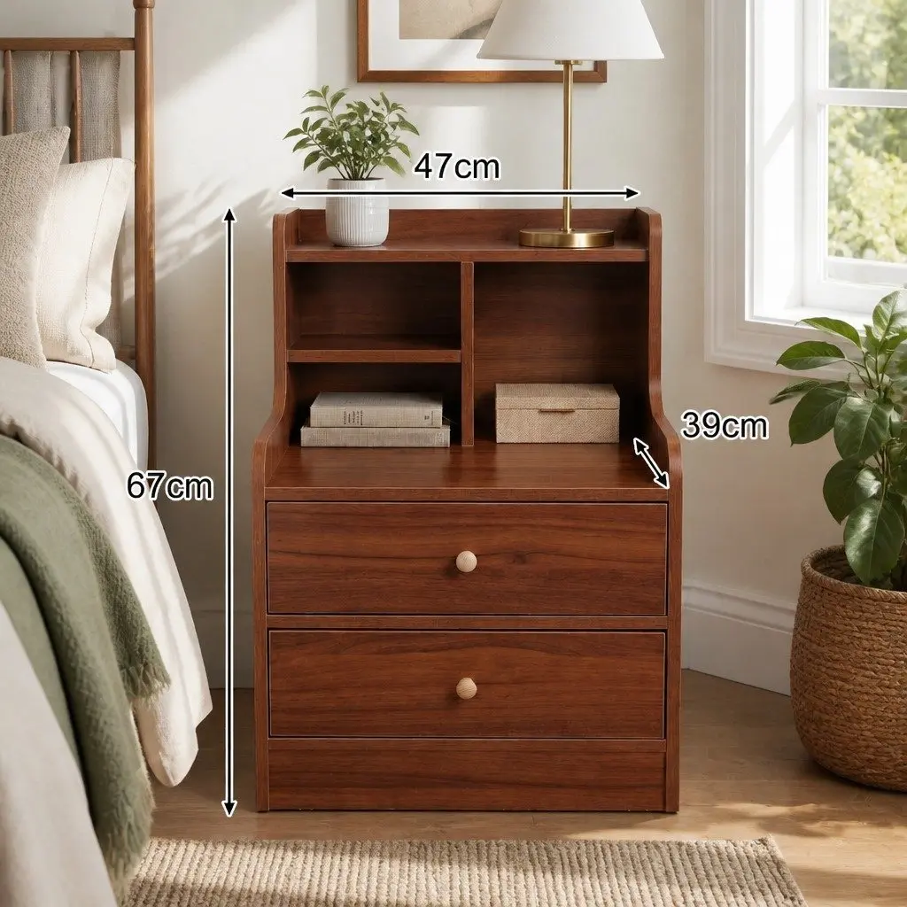 Bedside Table Wood 70cm Reddish-Brown