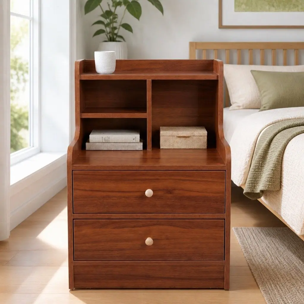 Bedside Table Wood 70cm Reddish-Brown