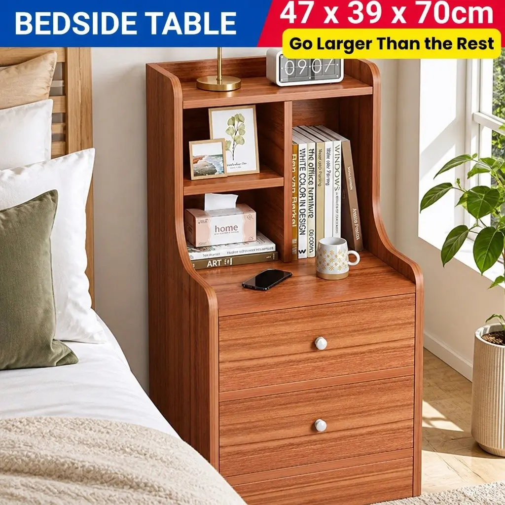 Bedside Table Wood 70cm Reddish-Brown