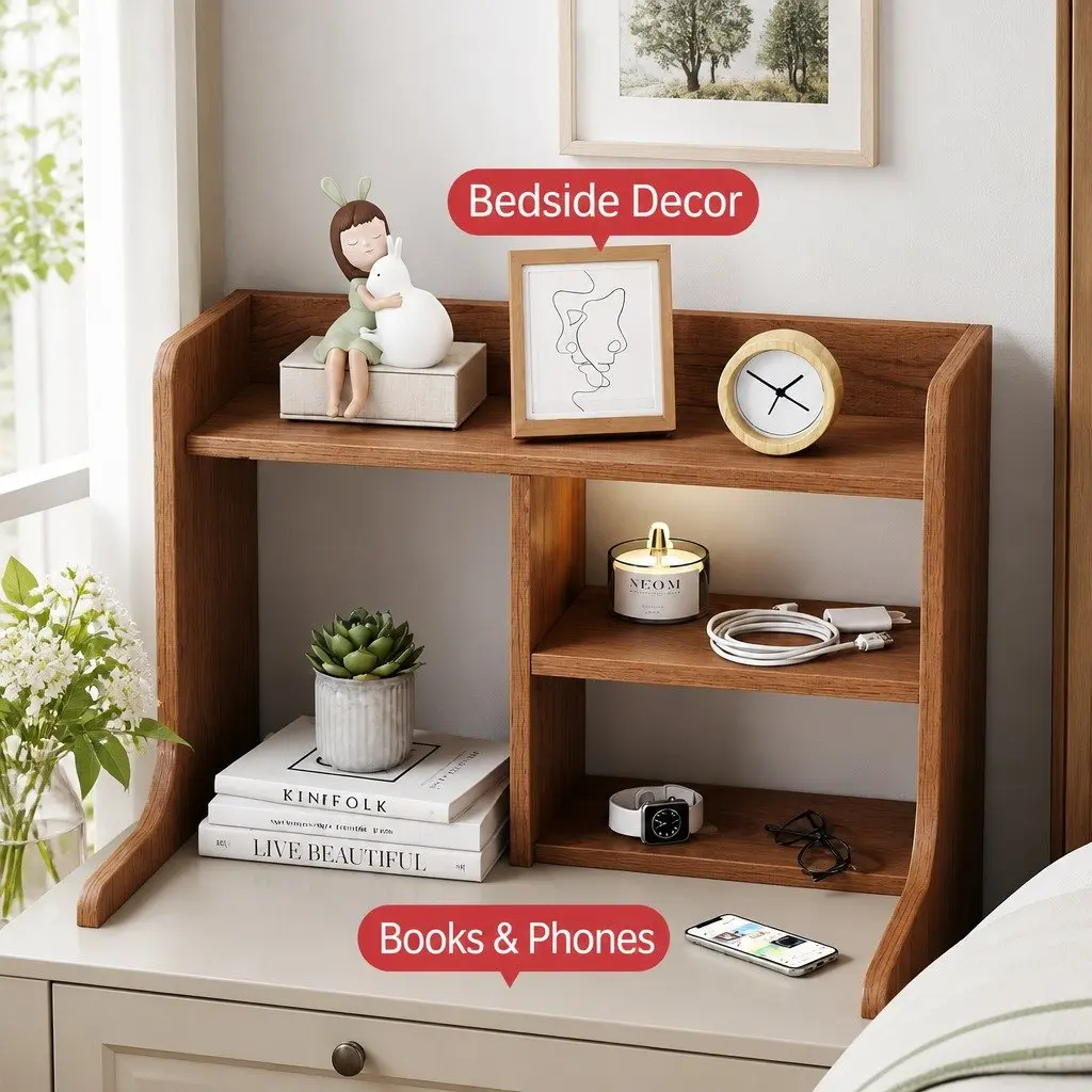 Bedside Table Wood 70cm Reddish-Brown