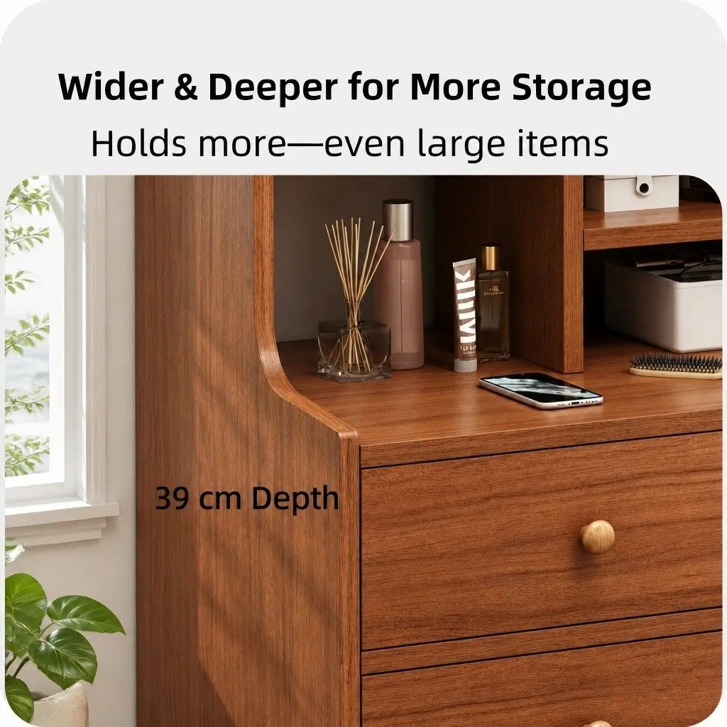 Bedside Table Wood 70cm Reddish-Brown