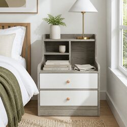 Curved Design Bedside Table with Elegant Storage