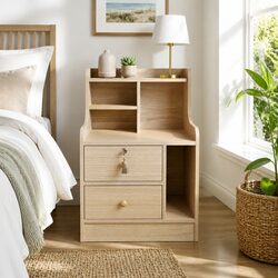 Stylish Nordic Bedside Table with Drawer and Open Shelf