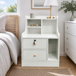 Stylish White Wooden Nightstand with Ample Storage Space