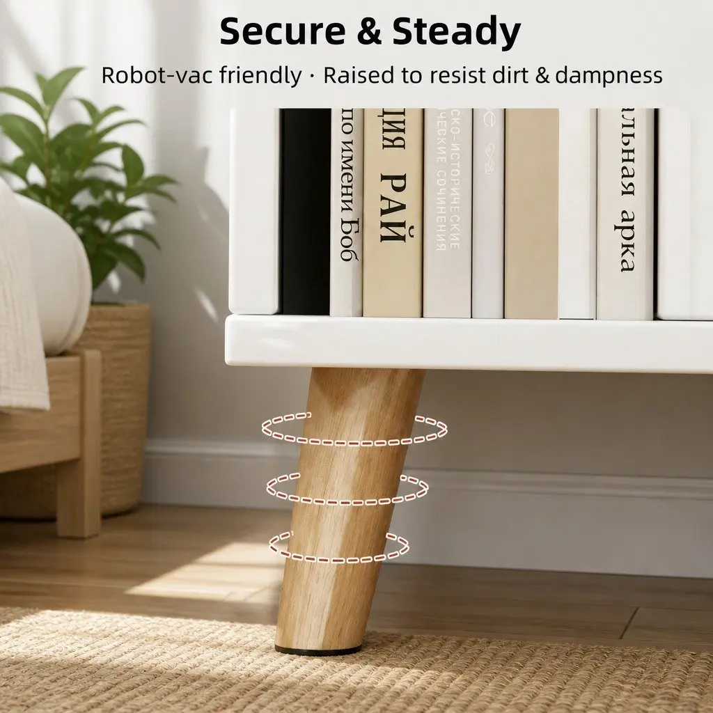 Bedside Table Wood 47 cm White with 2 Drawers and Open Shelf