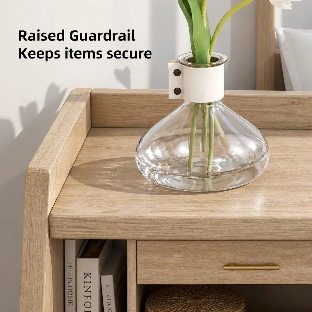 Bedside Table Wood 47 cm White with 2 Drawers and Open Shelf
