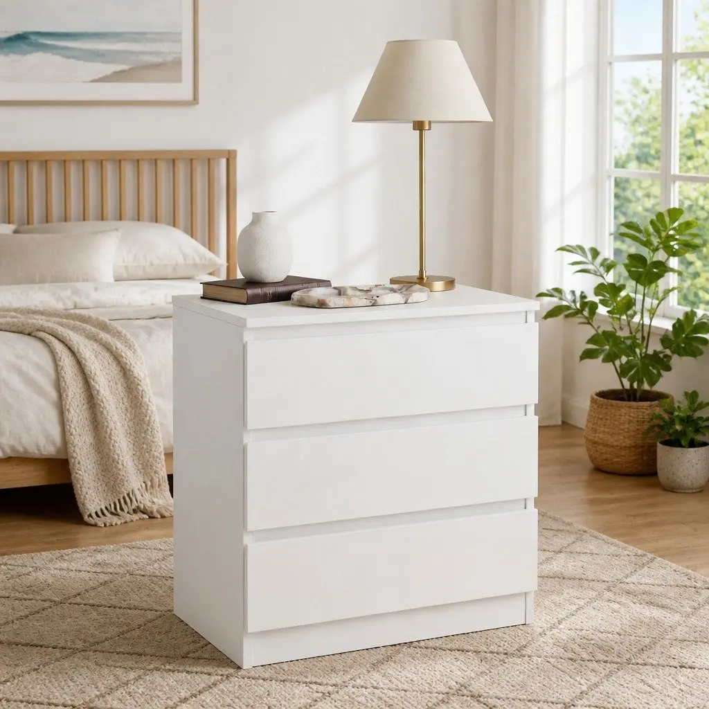 Nightstand Wood 45 x 40 x 60 cm Warm White