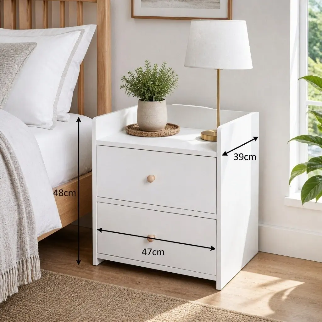 Bedside Table Wood 47 cm Warm White