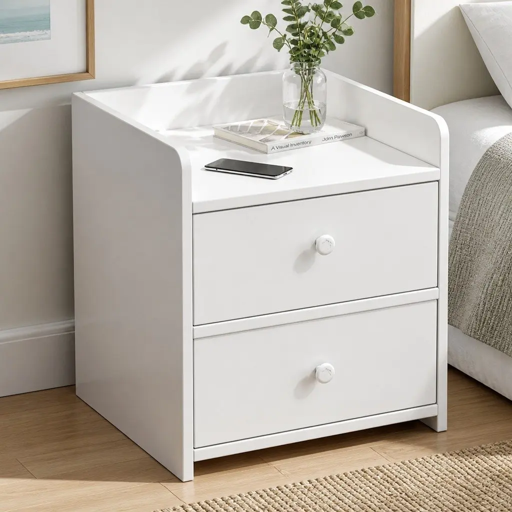 Bedside Table Wood 47 cm Warm White