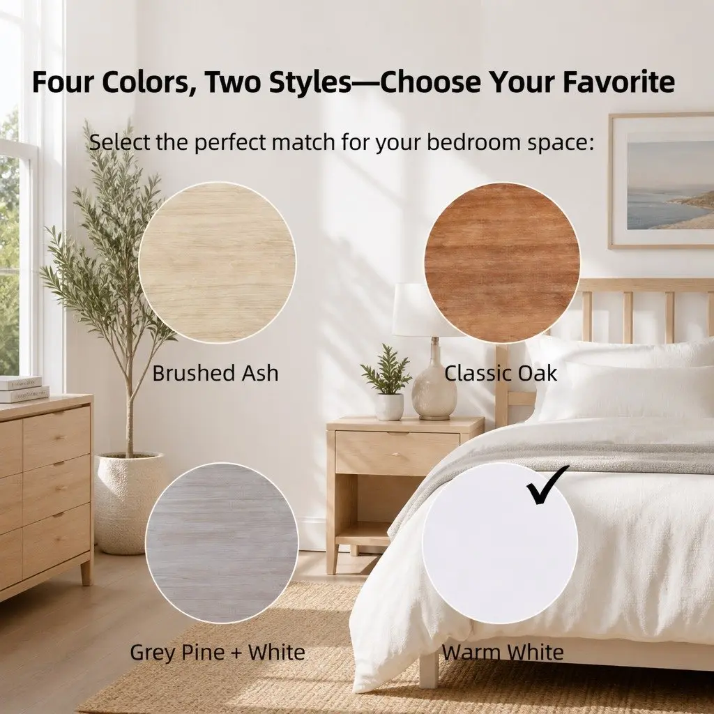 Bedside Table Wood 47 cm Warm White