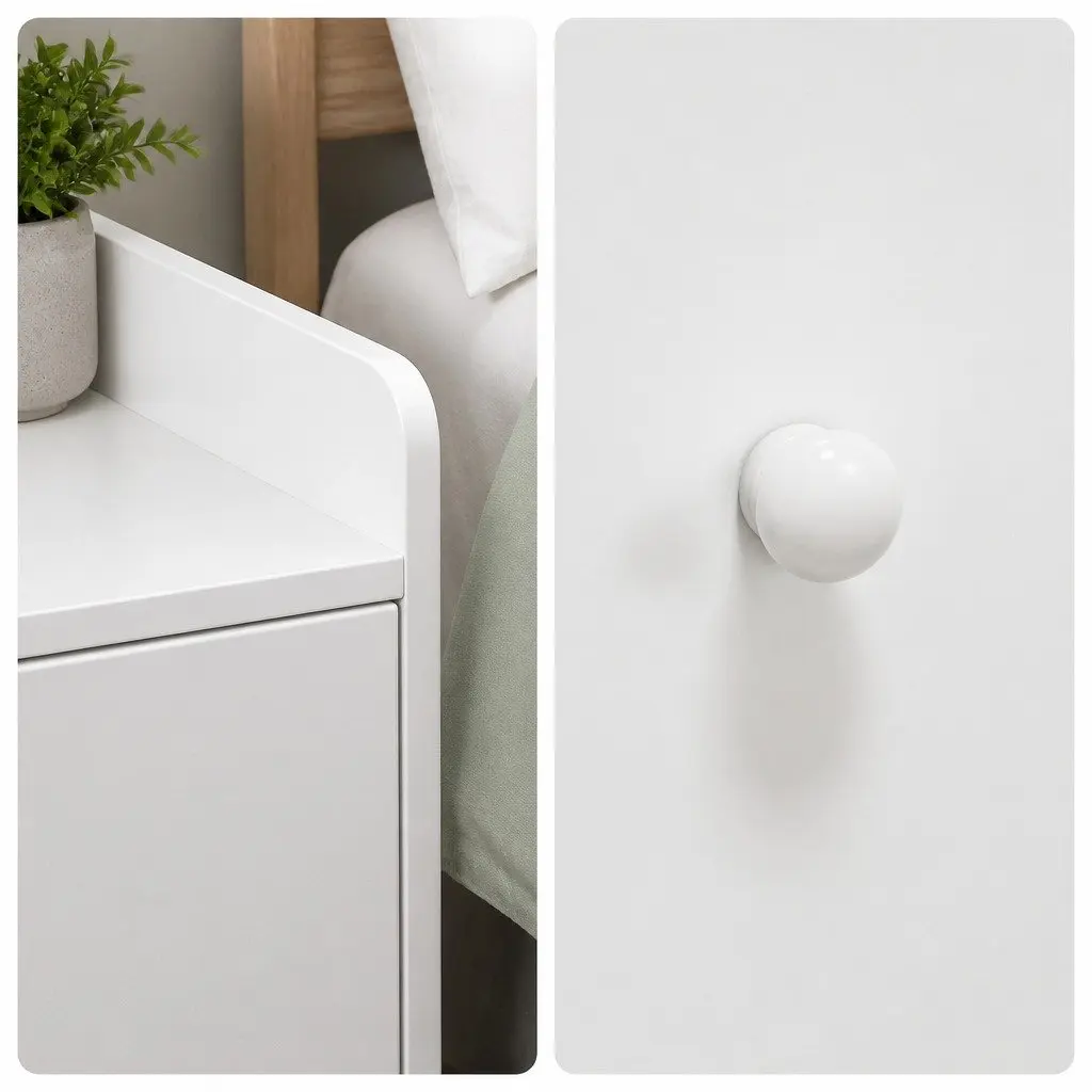 Bedside Table Wood 47 cm Warm White