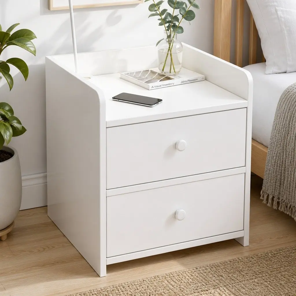 Bedside Table Wood 47 cm Warm White