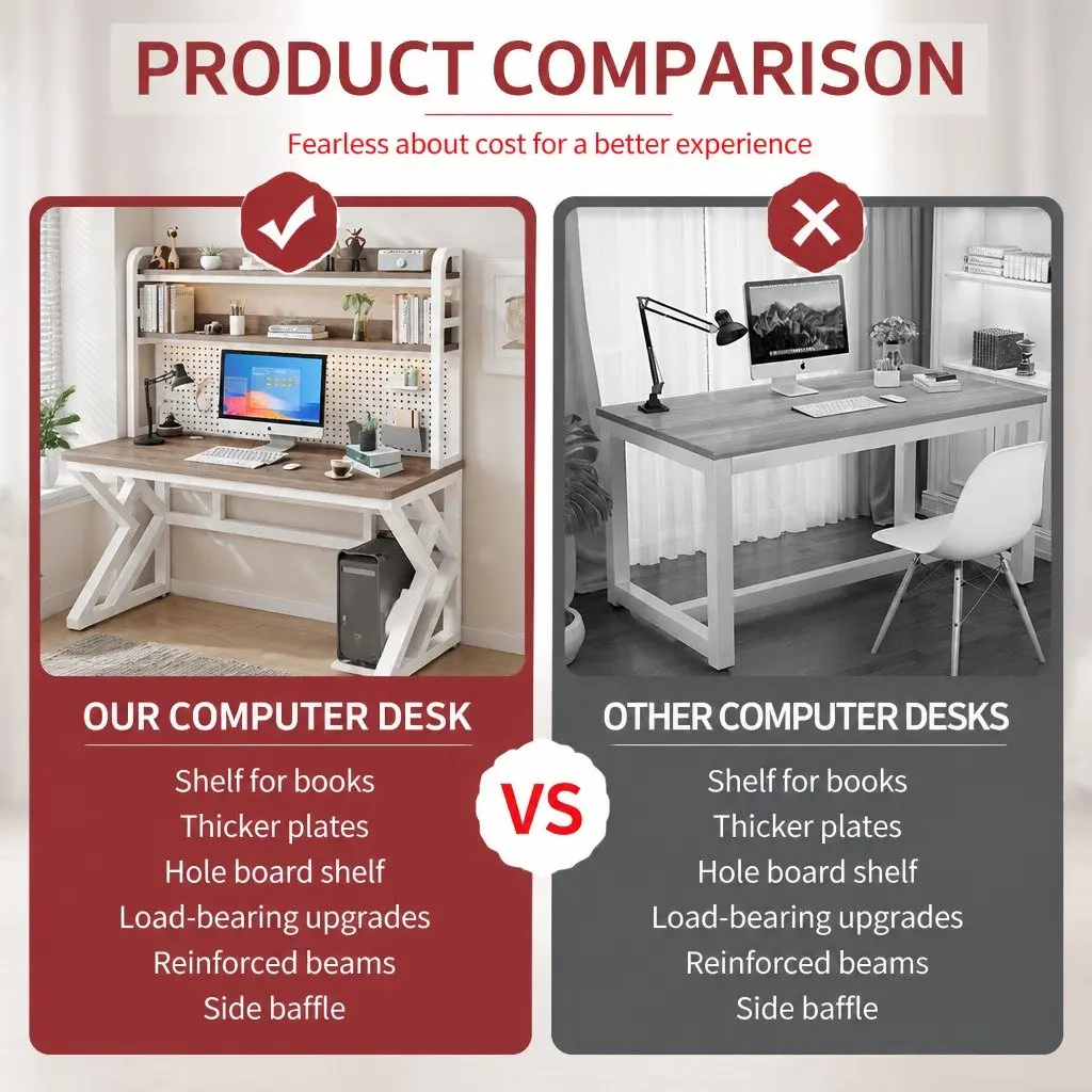 Computer Desk Density Board Carbon Steel 160x60x170cm White and Black