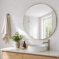 Gold Framed Round Vintage Mirror for Home Decor