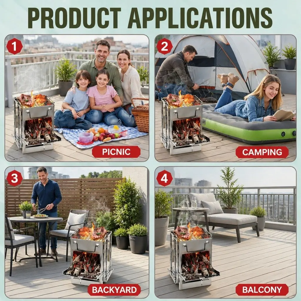 Portable Folding Charcoal BBQ Stove