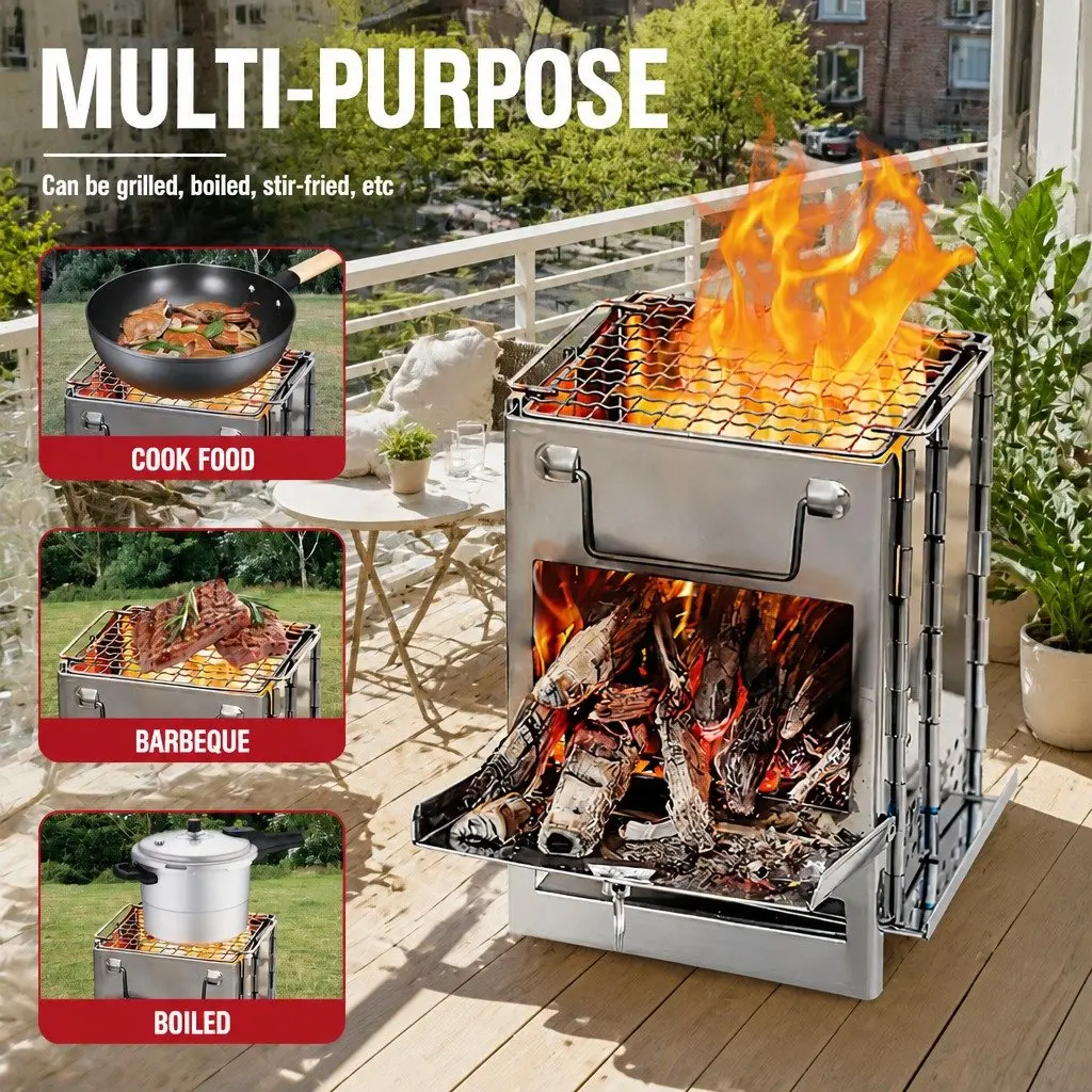 Portable Folding Charcoal BBQ Stove