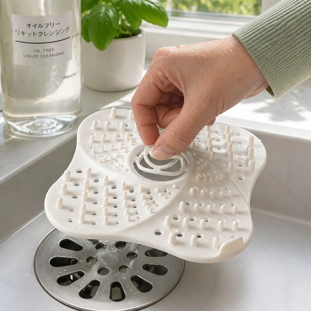 Silicone Drain Cover Kitchen Sink Toilet Filter 13cm White