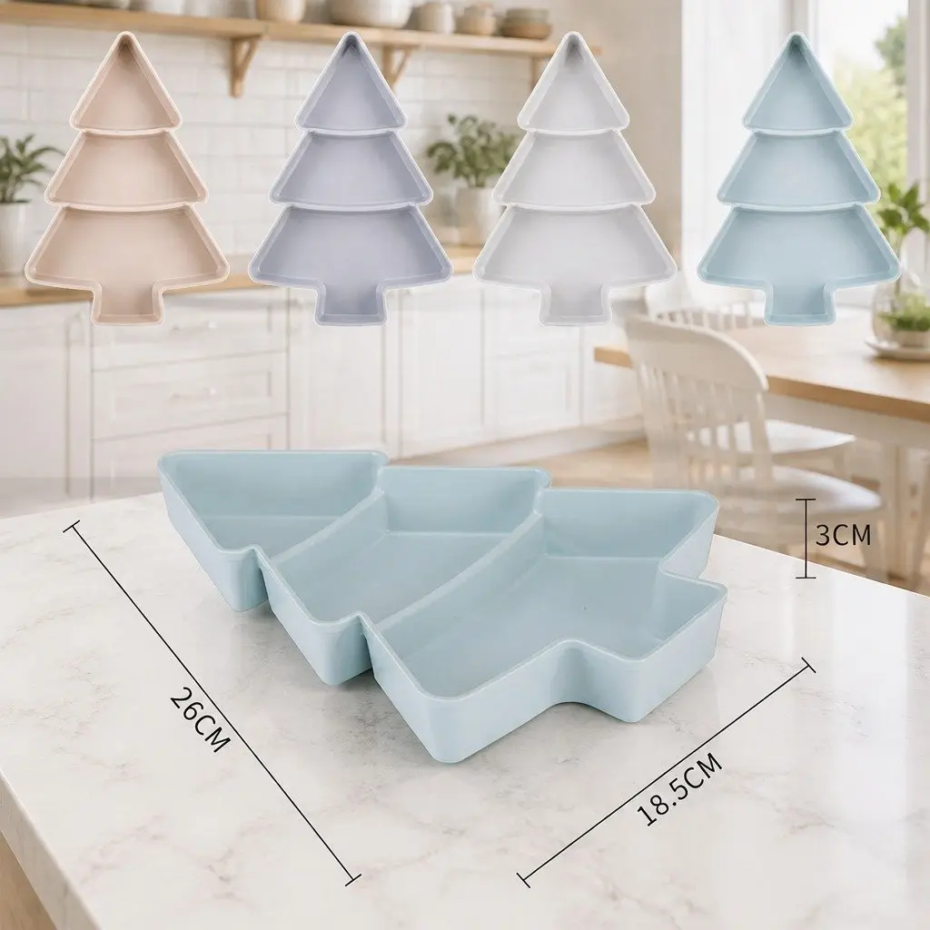 Blue Dried Fruit Tray Christmas Tree Shaped Serving Plate