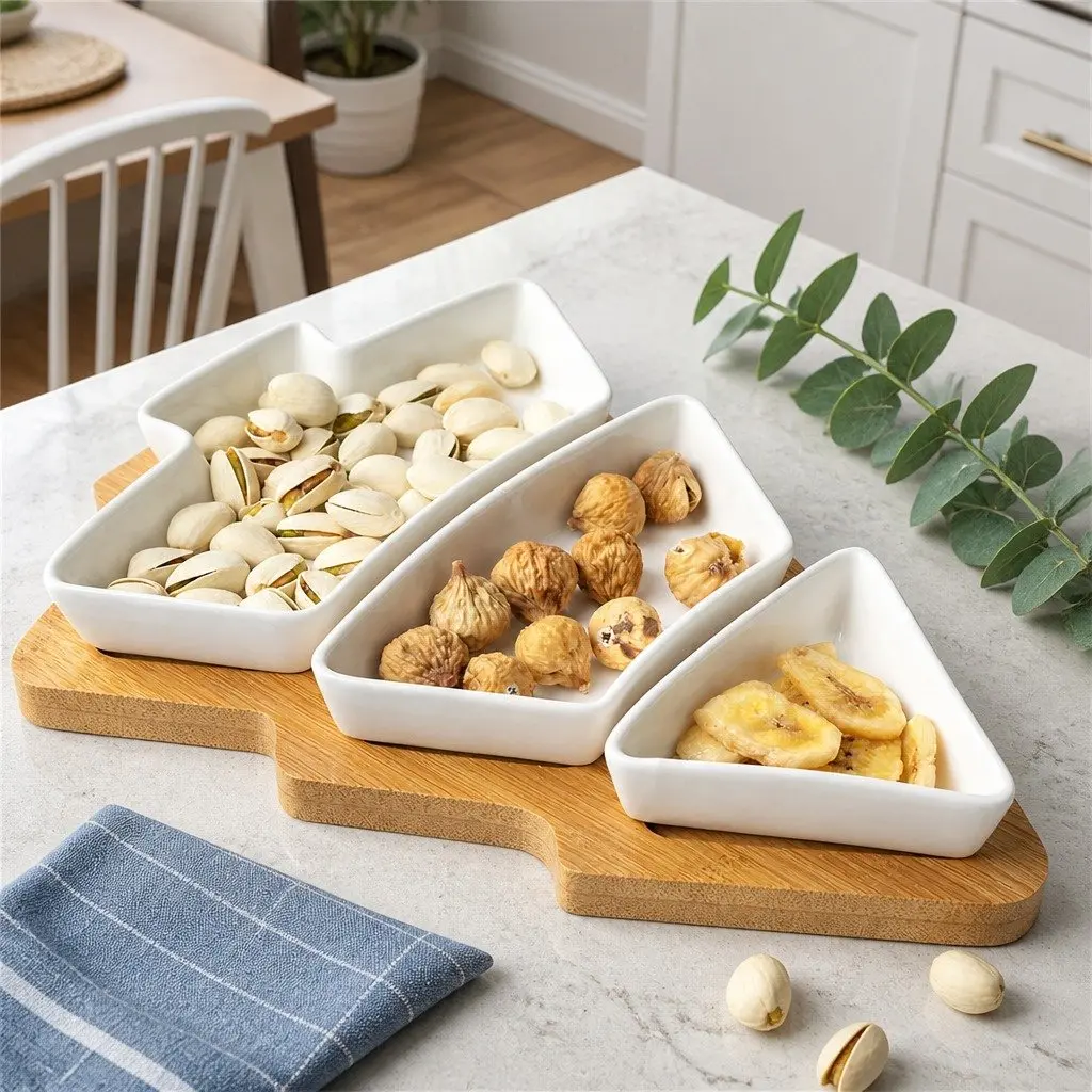 Blue Dried Fruit Tray Christmas Tree Shaped Serving Plate