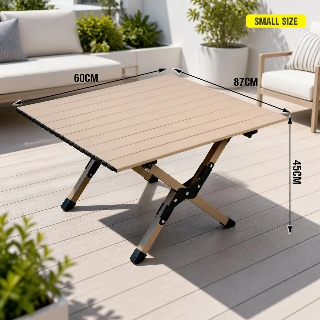 Portable Foldable Carbon Steel Camping Table Outdoor Picnic BBQ Roll Desk