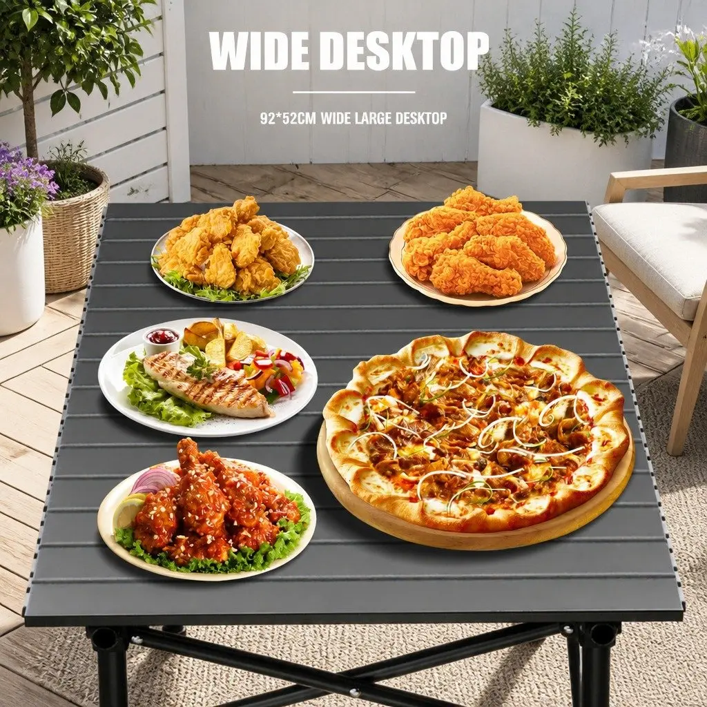 Folding Picnic Table Chairs Set Carbon Steel Portable Black 9 Piece