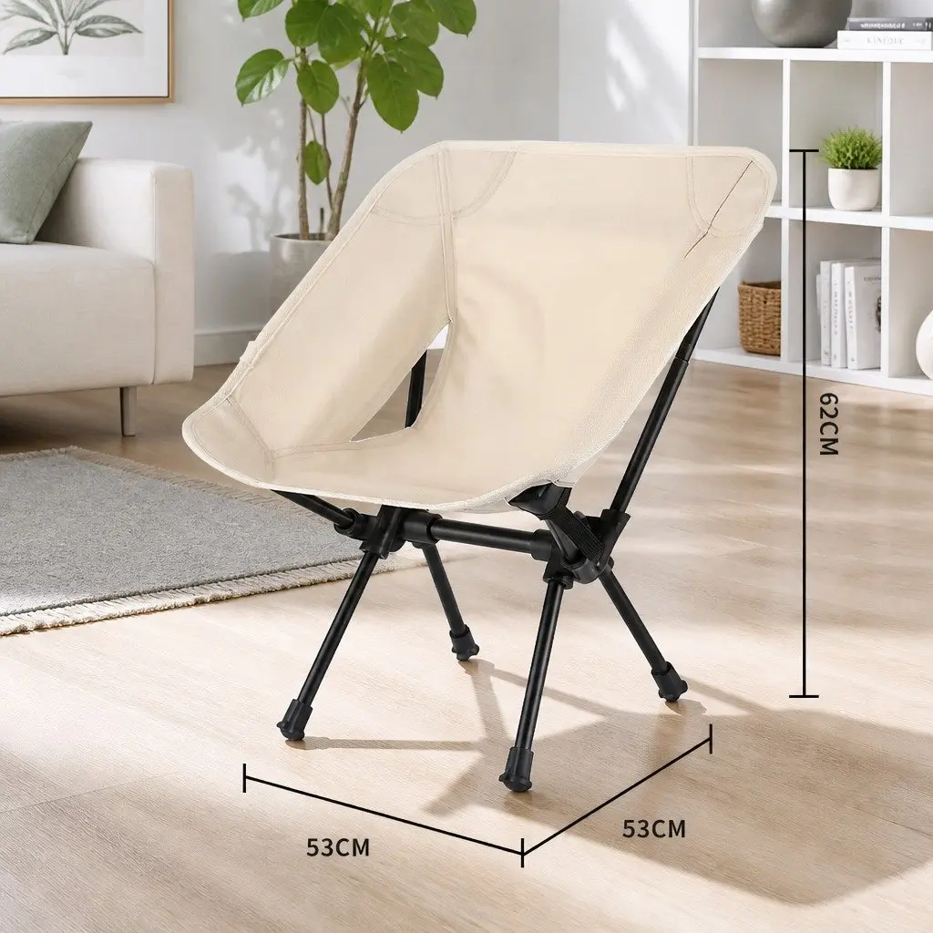 Camping Chair Oxford Fabric 53x53x62cm Khaki Foldable Portable Lightweight