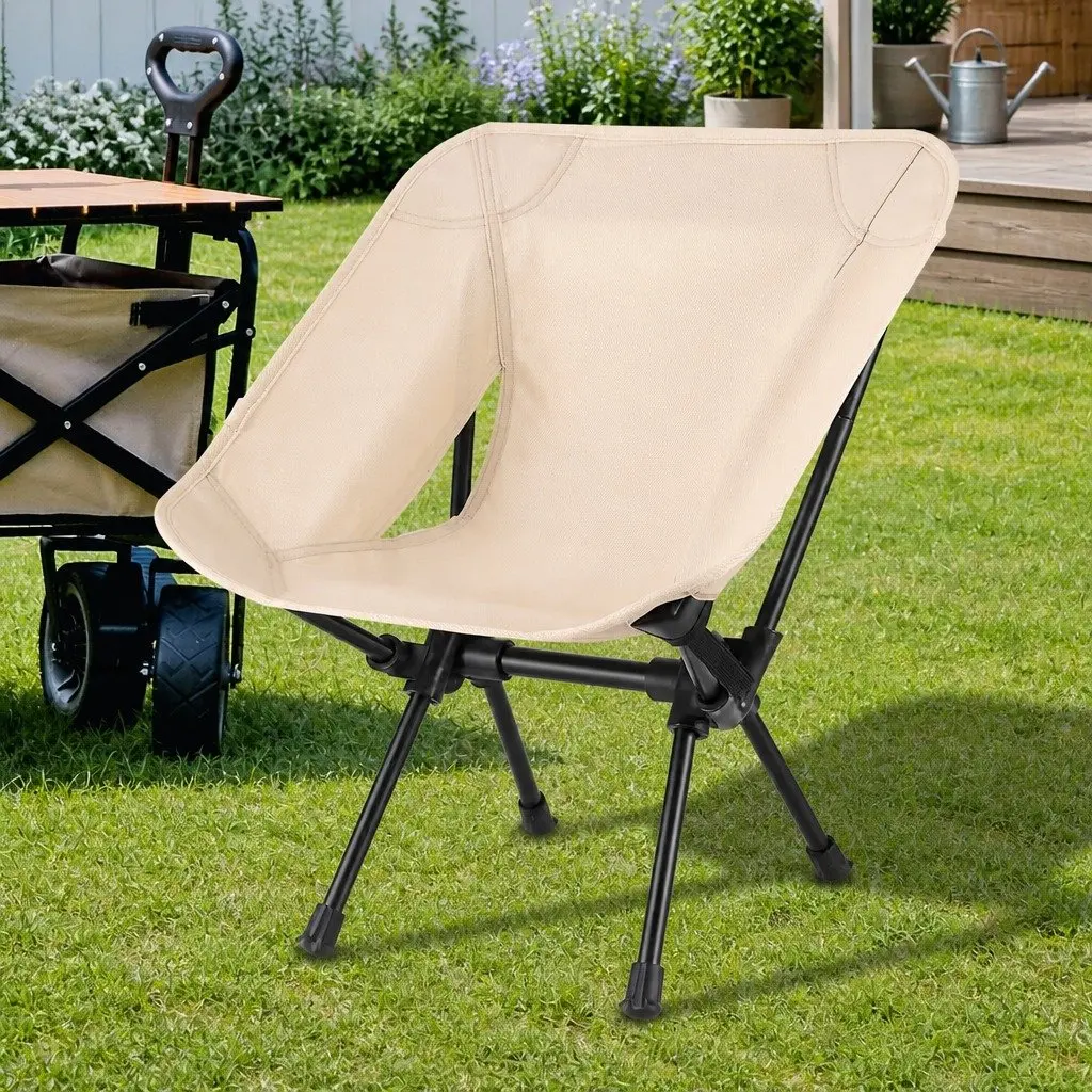 Camping Chair Oxford Fabric 53x53x62cm Khaki Foldable Portable Lightweight