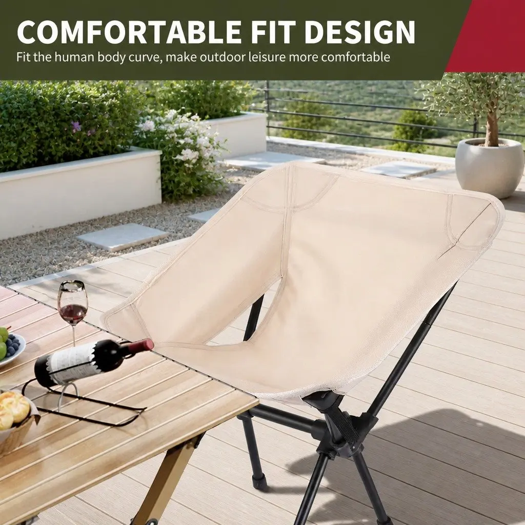 Camping Chair Oxford Fabric 53x53x62cm Khaki Foldable Portable Lightweight