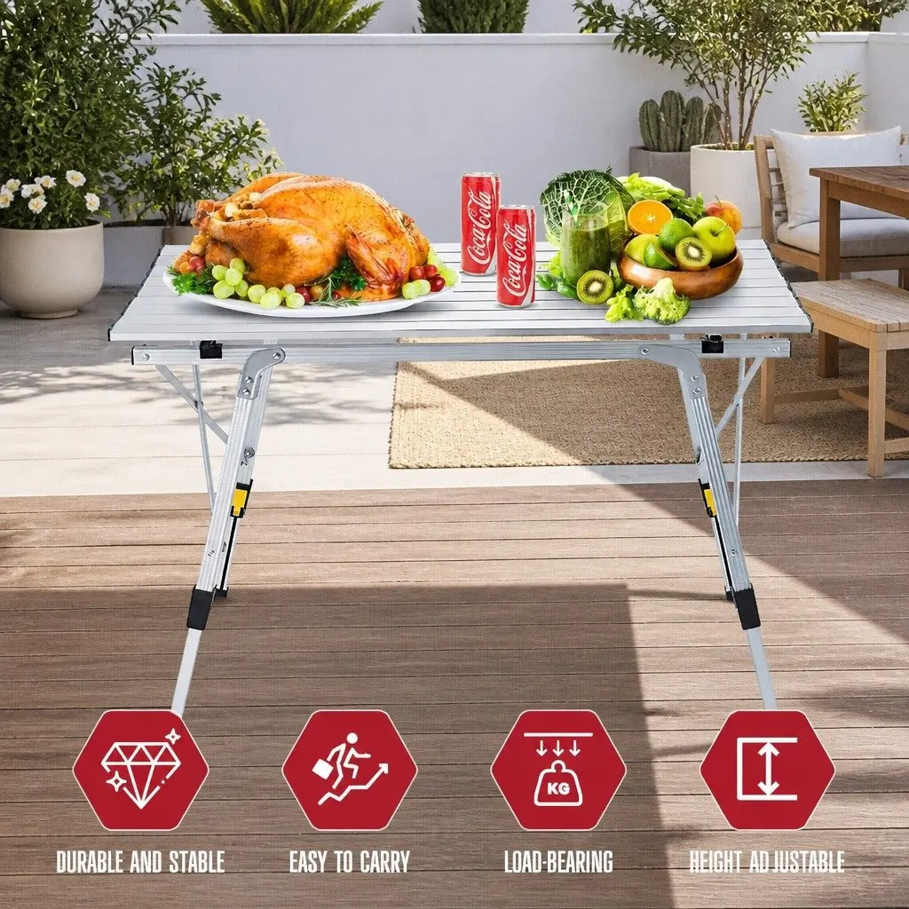 Folding Camping Table Aluminum 90x53x65cm White