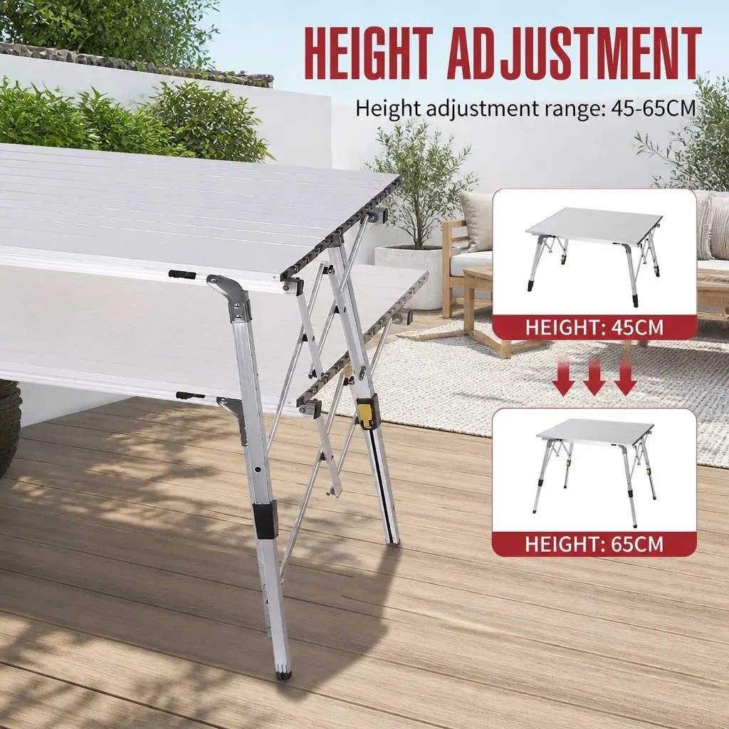 Folding Camping Table Aluminum 90x53x65cm White