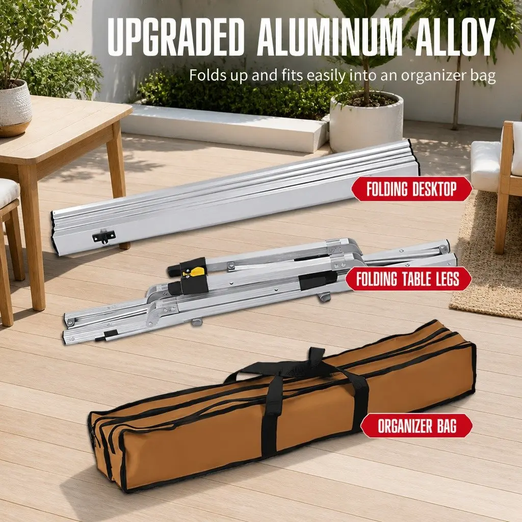 Folding Camping Table Aluminum 90x53x65cm White
