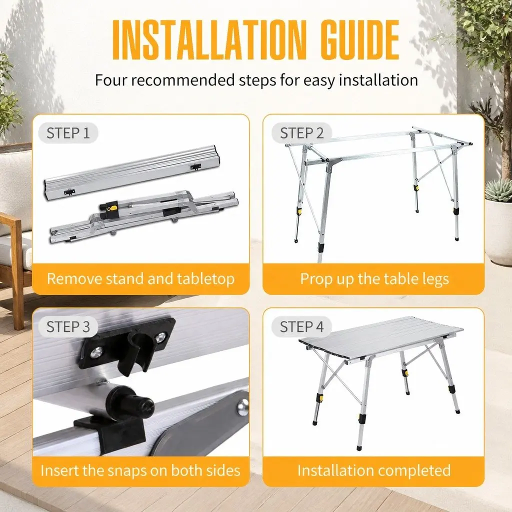 Folding Camping Table Aluminum 90x53x65cm White