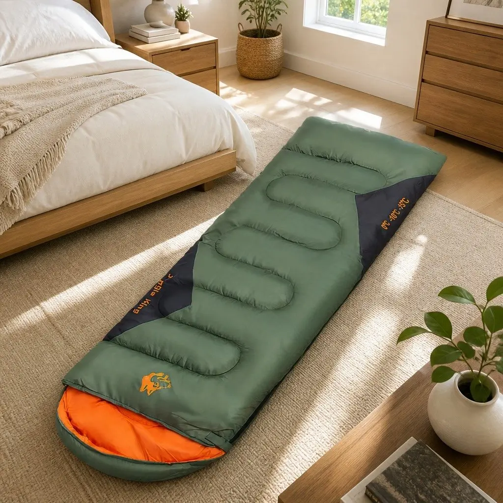 Outdoor Sleeping Bag Waterproof Hollow Cotton 190x75cm Army Green