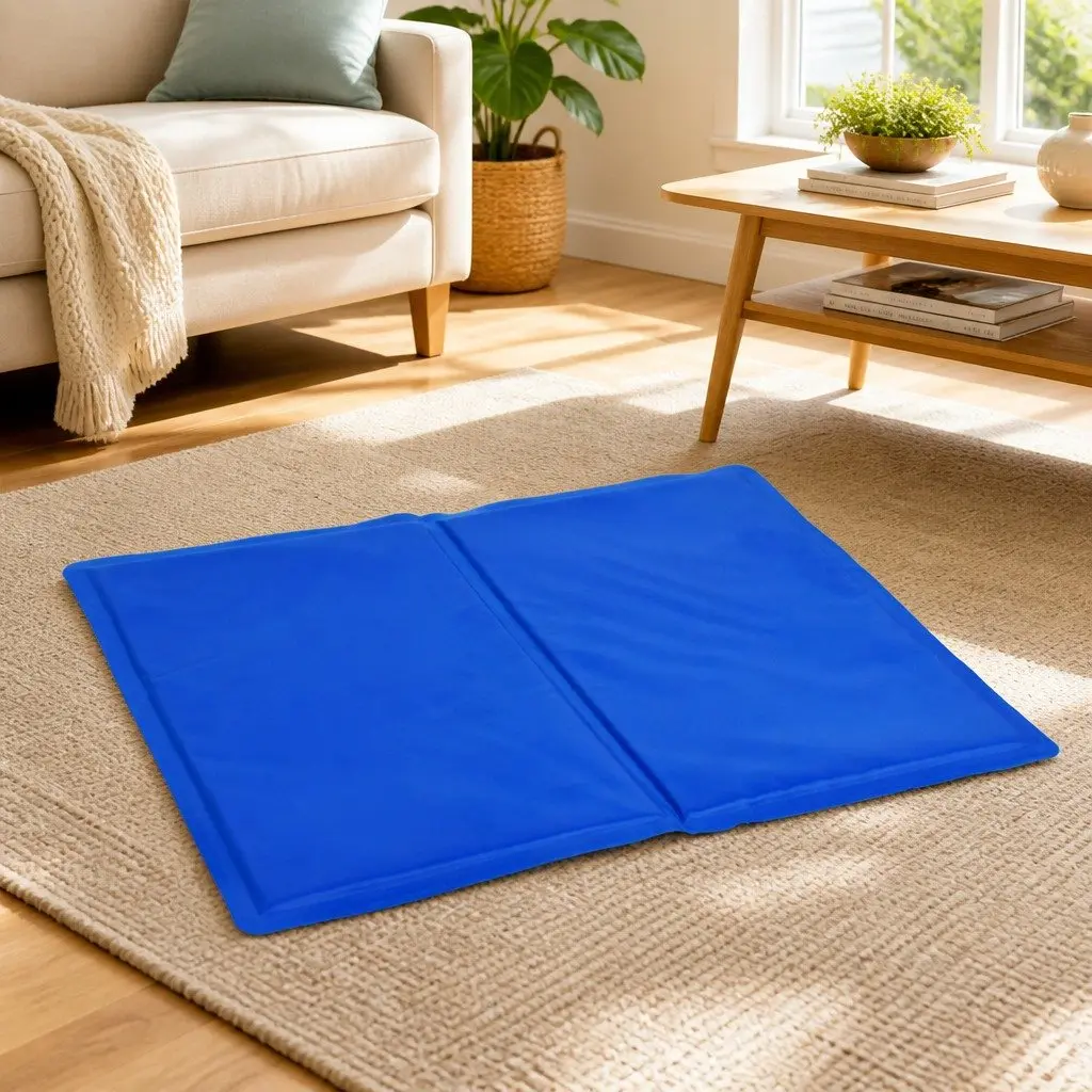 Pet Cooling Cushion Polyester Waterproof Fabric Large Blue