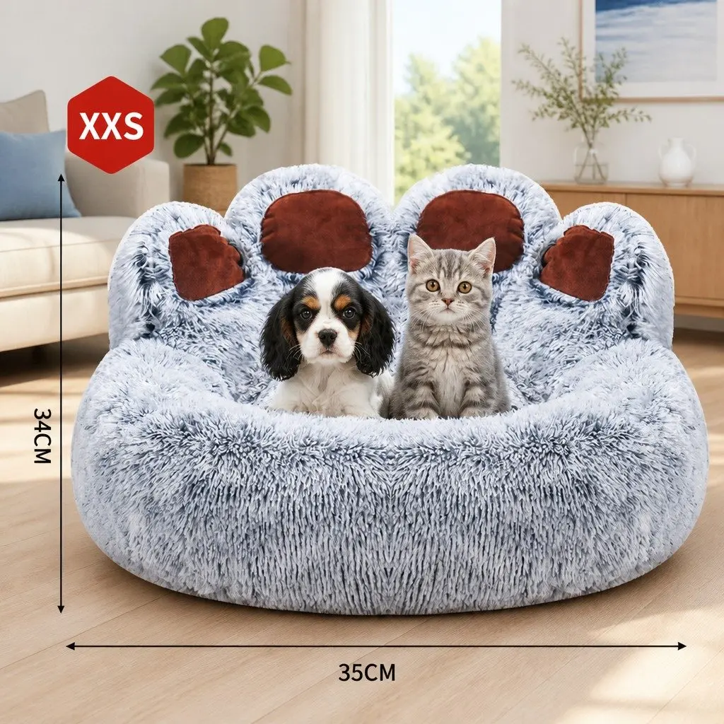 Pet Bed Cushion Long Plush Cotton XXS Grey