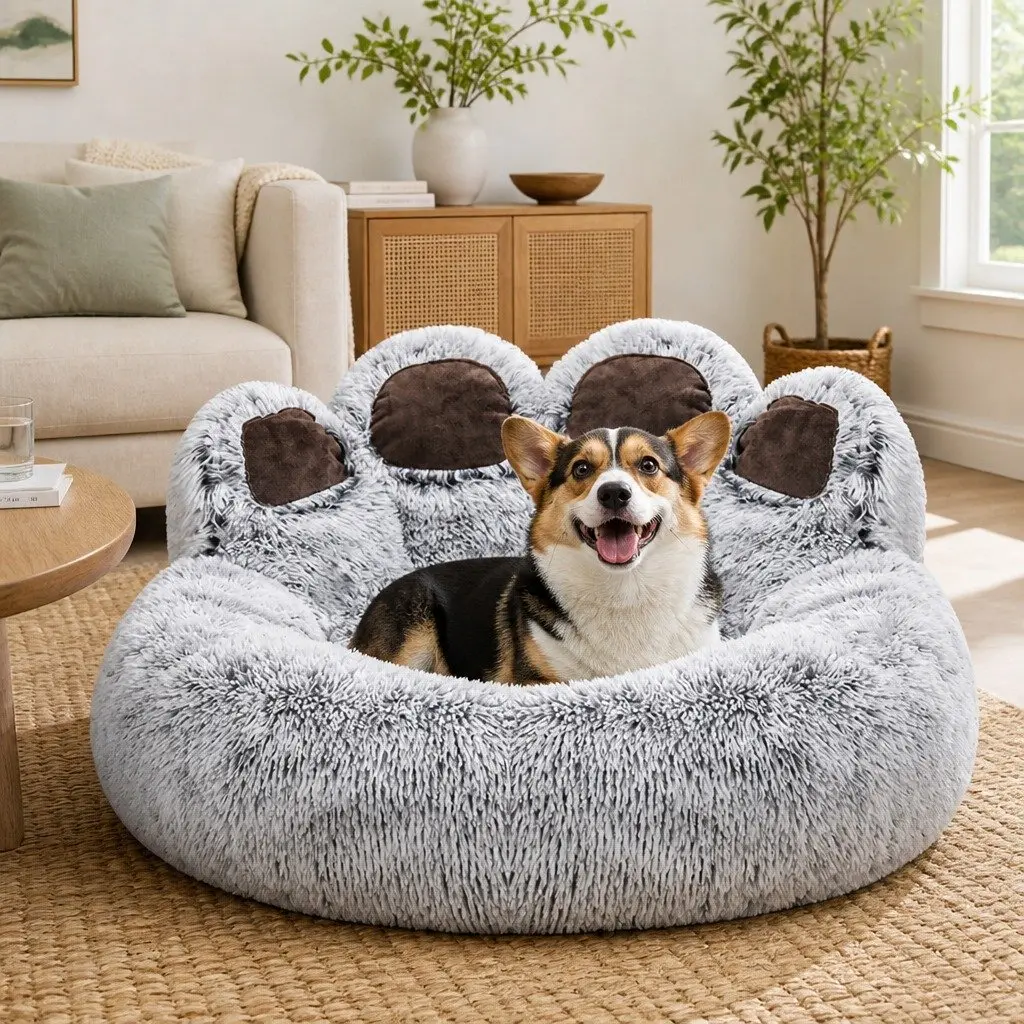 Pet Bed Cushion Long Plush Cotton XXS Grey