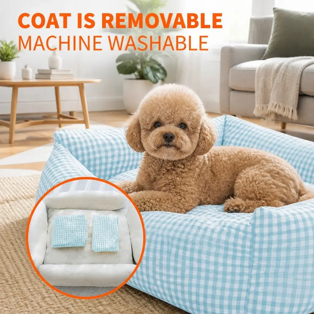 Washable Dog Bed for Pets in Blue