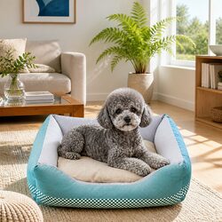 Checkerboard Dog Cat Sleeping Bed in Green