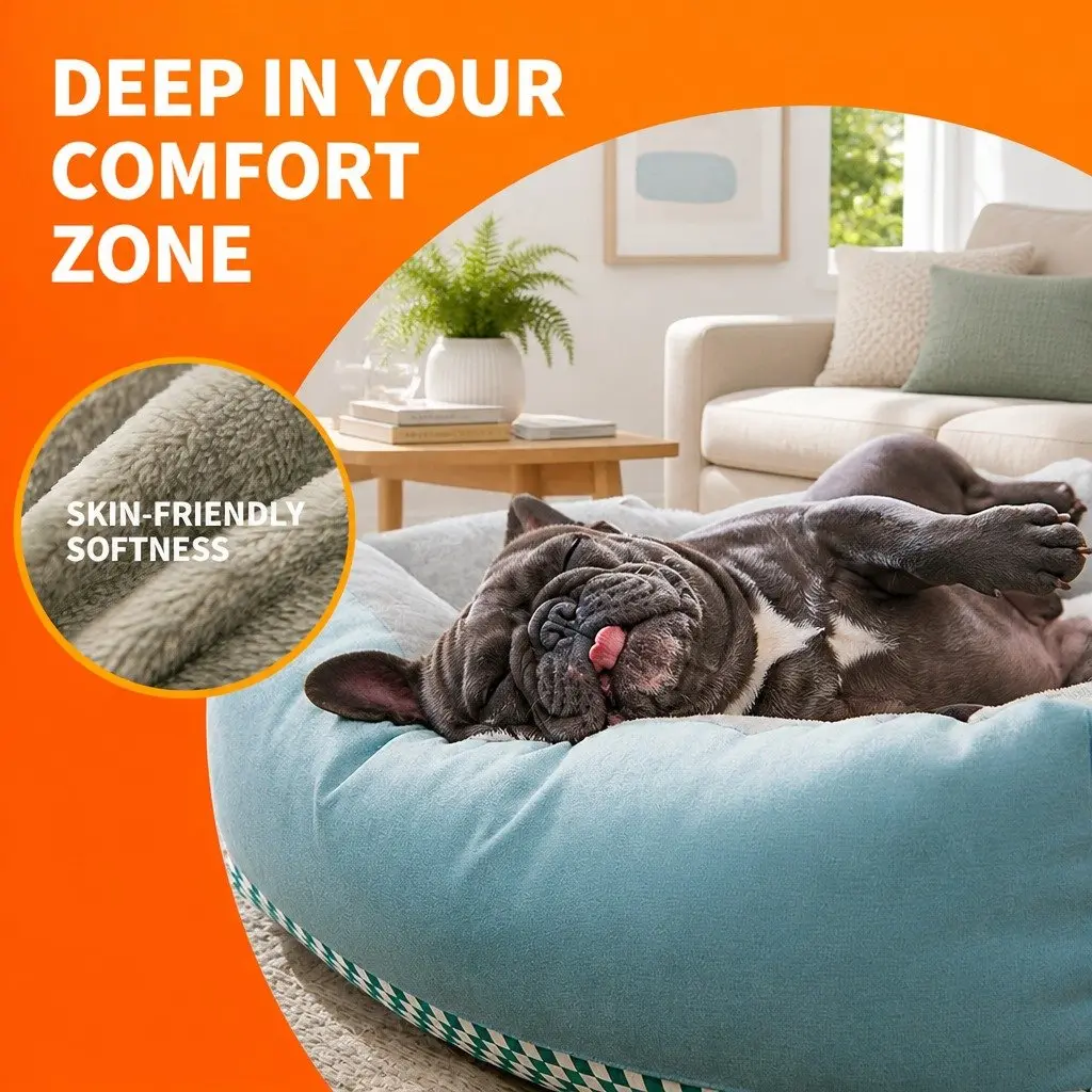 Checkerboard Dog Cat Sleeping Bed in Green