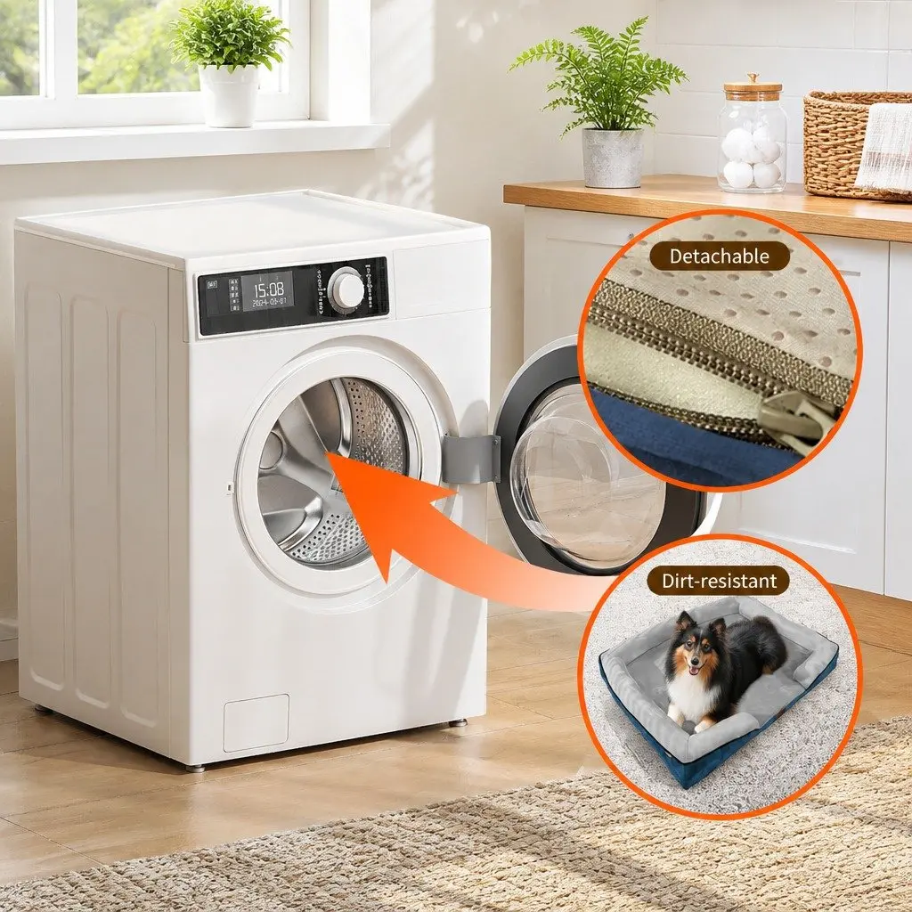 Dog Bed Sponge M Grey Three-Sided Cushion Support