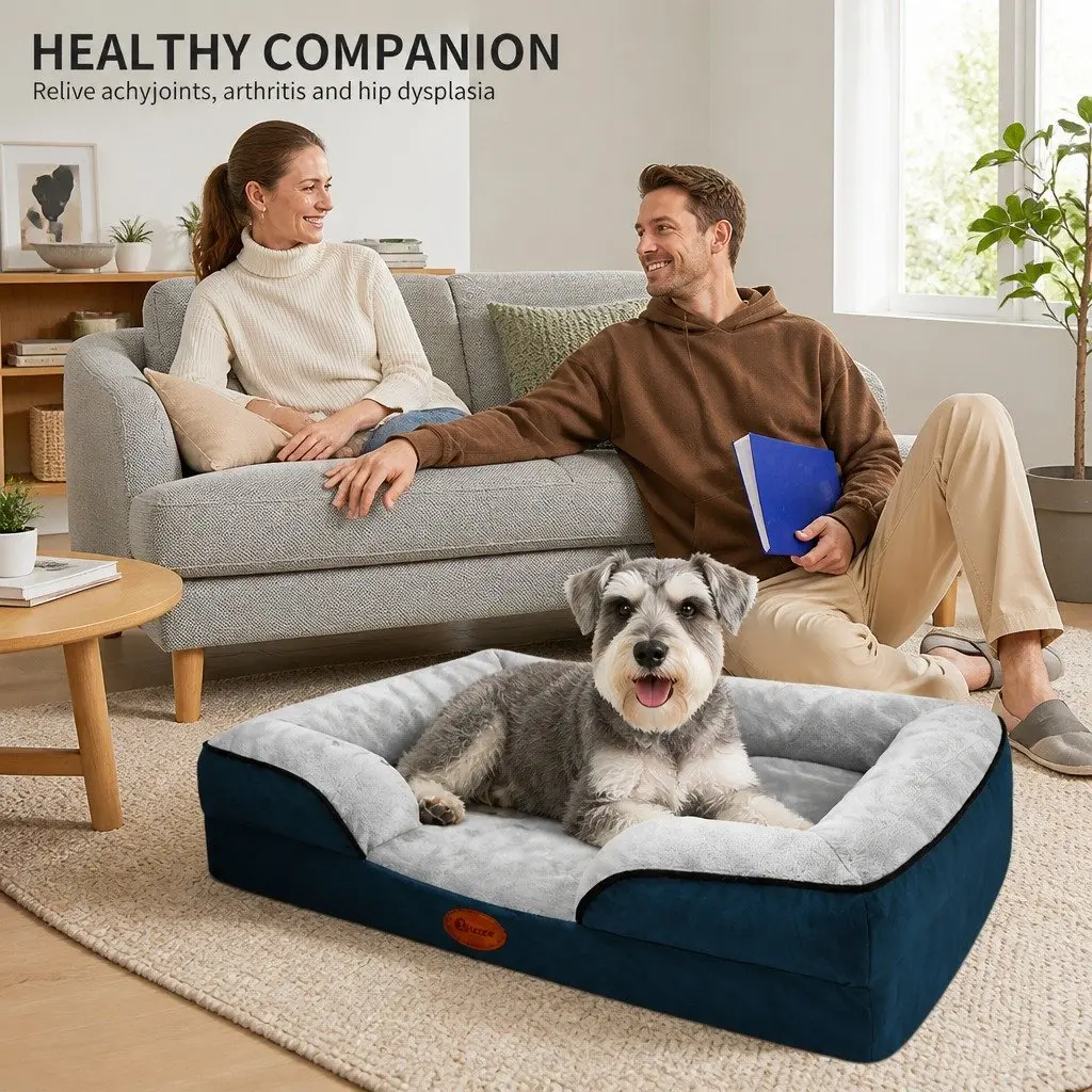 Dog Bed Sponge M Grey Three-Sided Cushion Support