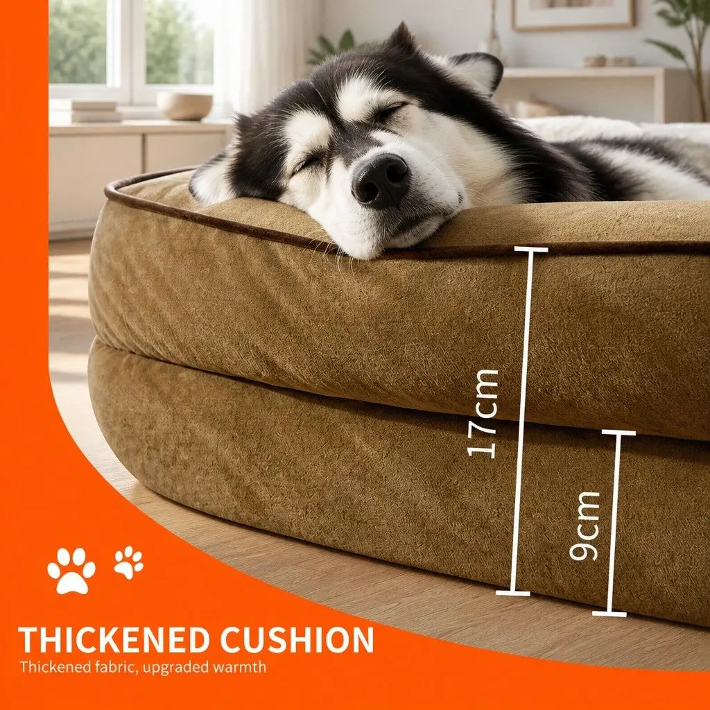 Dog Bed Thickened Sponge 90x70x17cm Yellow