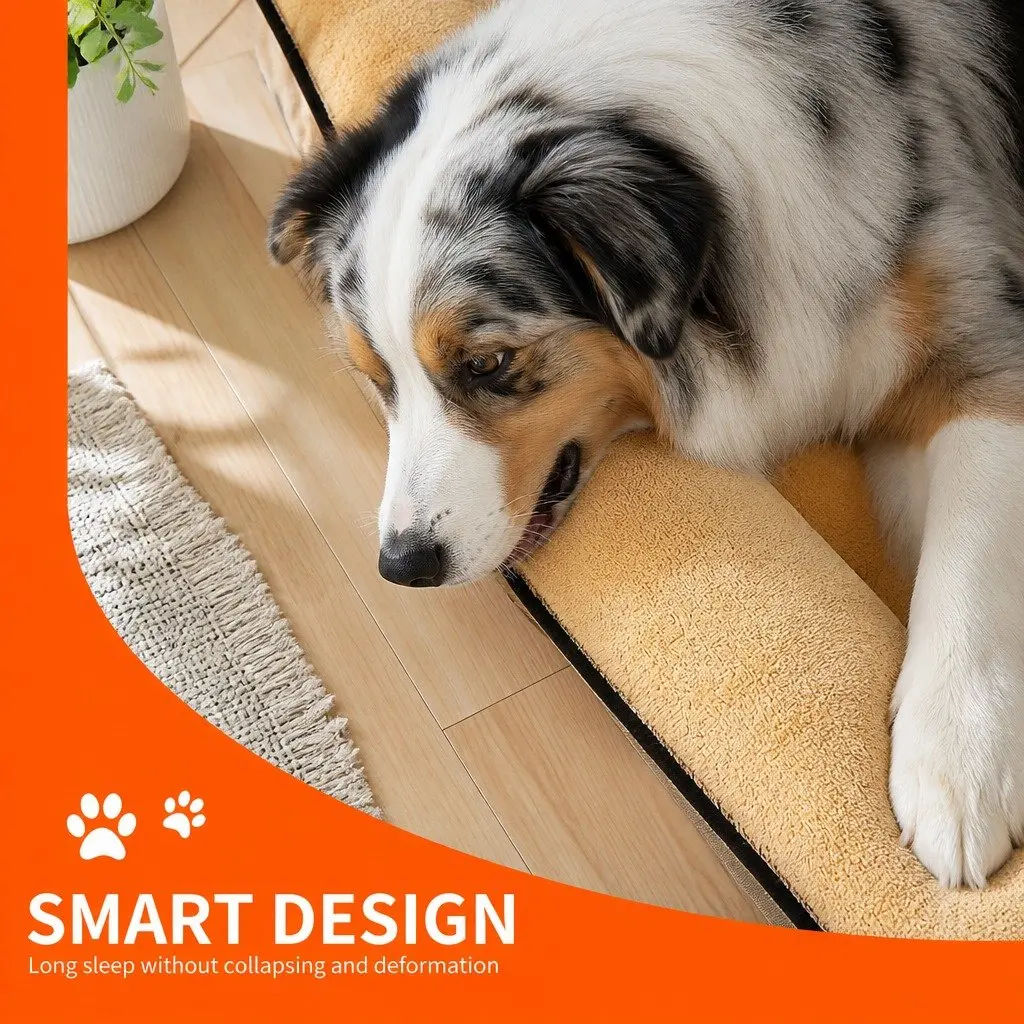 Dog Bed Thickened Sponge 90x70x17cm Yellow