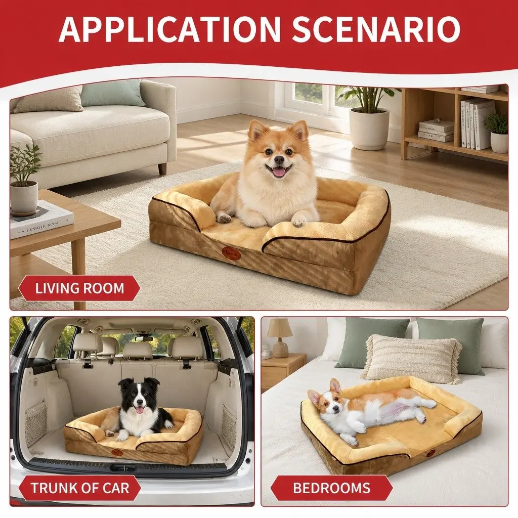 Dog Bed Thickened Sponge 75x60x17cm Yellow