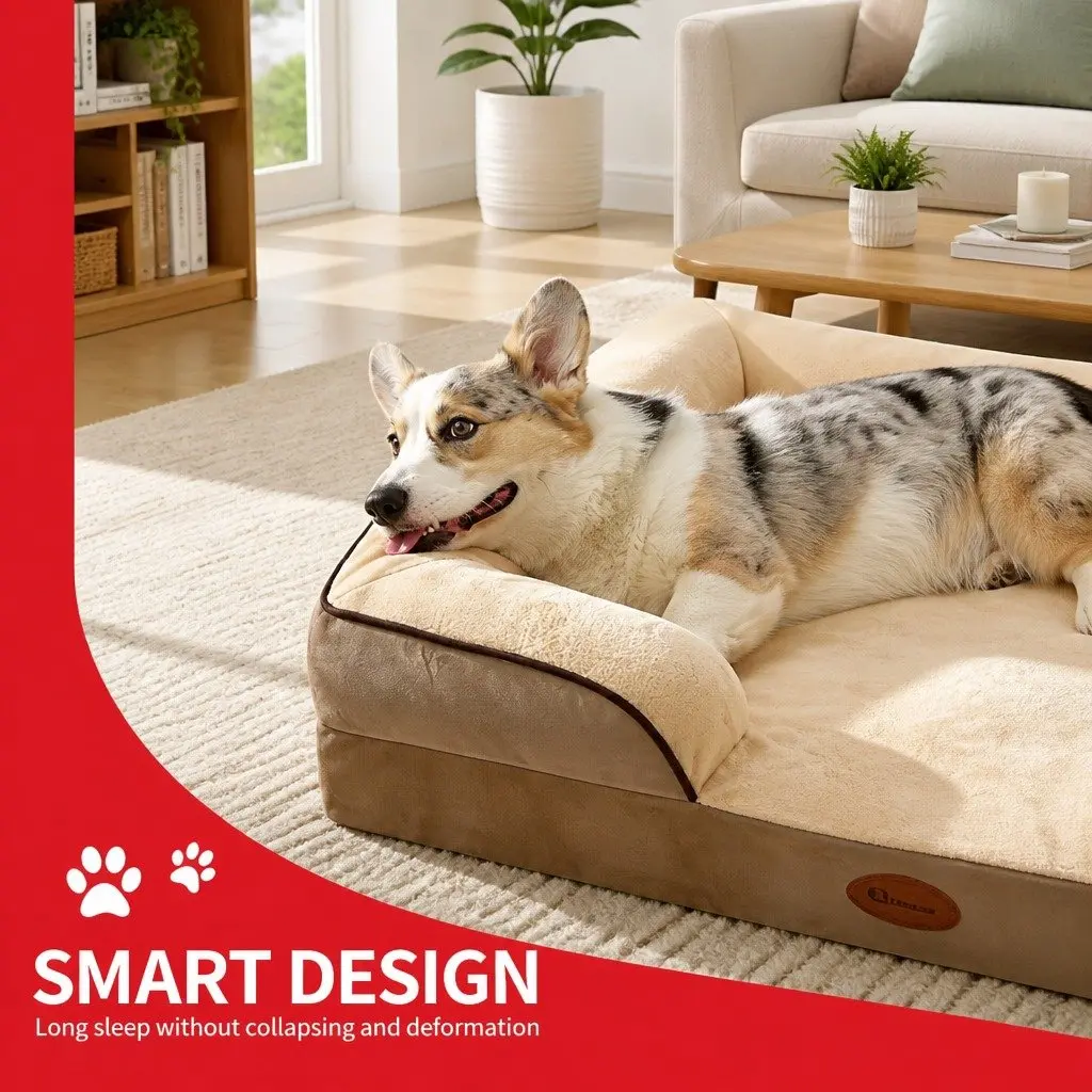 Dog Bed Thickened Sponge 75x60x17cm Yellow