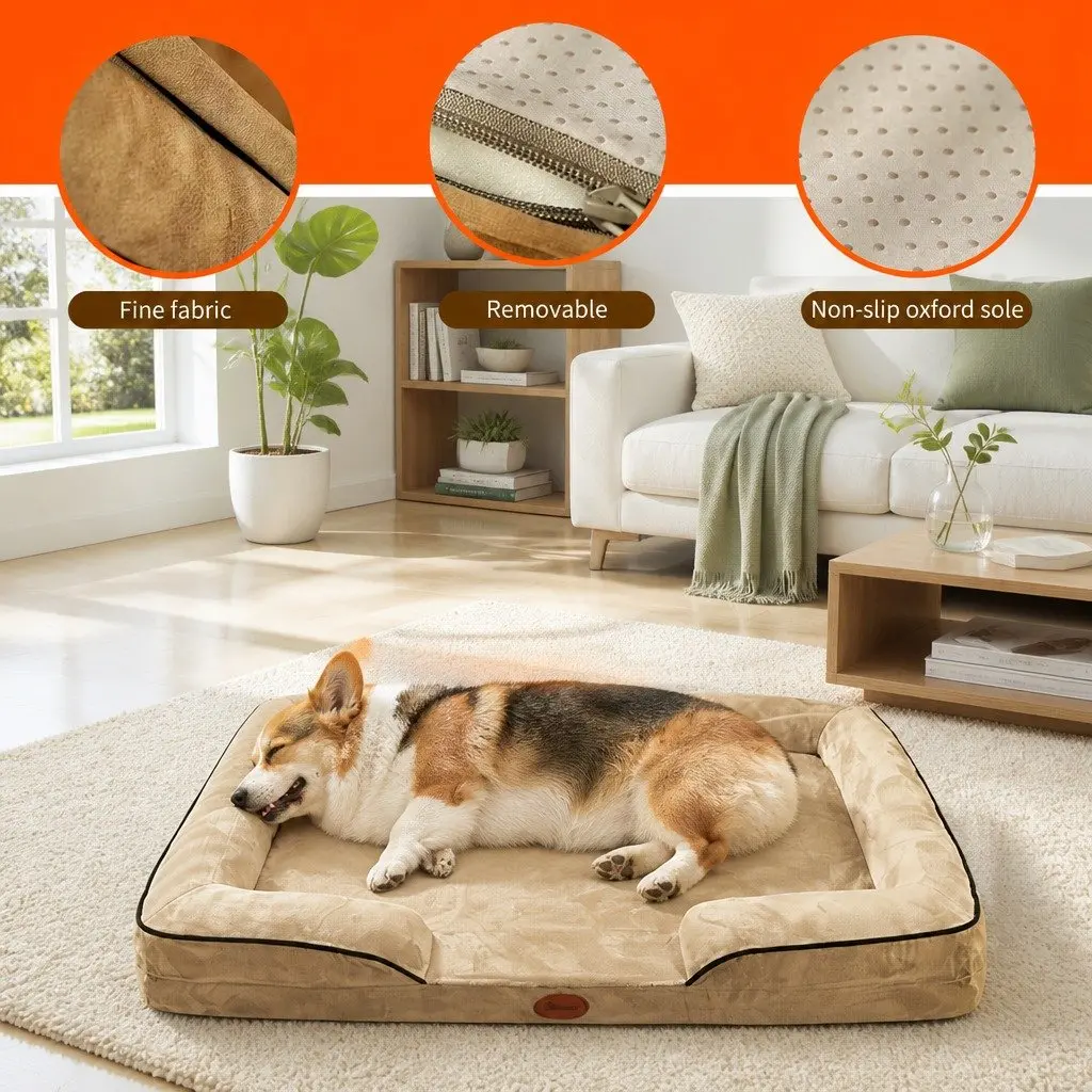 Dog Bed Thickened Sponge 75x60x17cm Yellow