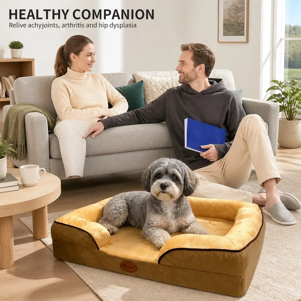 Dog Sofa Bed Tech Cloth 60x50x17cm Yellow