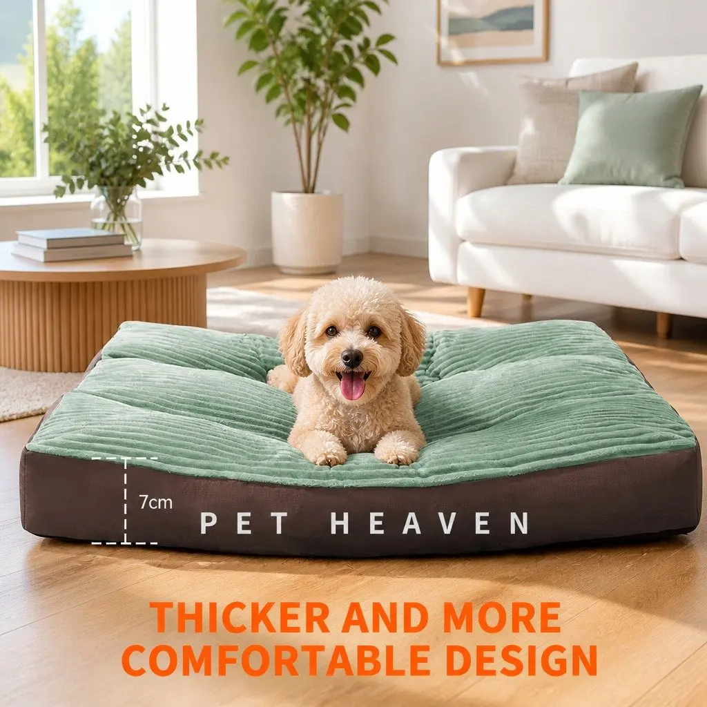 Pet Bed Mat Striped Velvet 100x75cm Green